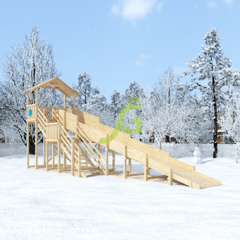 Зимняя горка "IgraGrad Snow Fox (Домик)", скат 10 м, без окраски