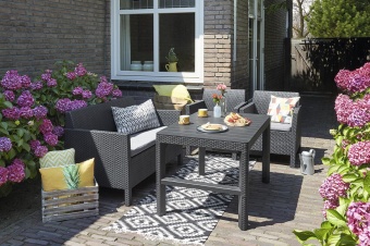 Раскладной стол Лион (Lyon rattan table), графит, капучино, коричневый