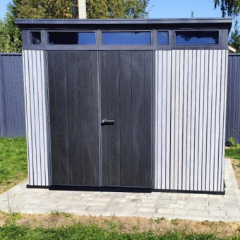 Сарай пластиковый Пент (PENT) 9×7 серый, коричневый